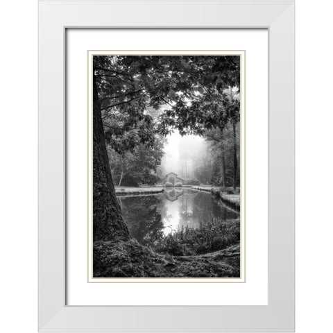 Cabin in the Woods White Modern Wood Framed Art Print with Double Matting by Podt, Martin