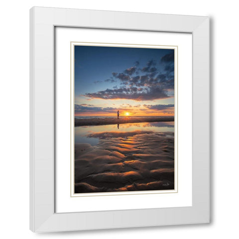 Peaceful Sunset White Modern Wood Framed Art Print with Double Matting by Podt, Martin
