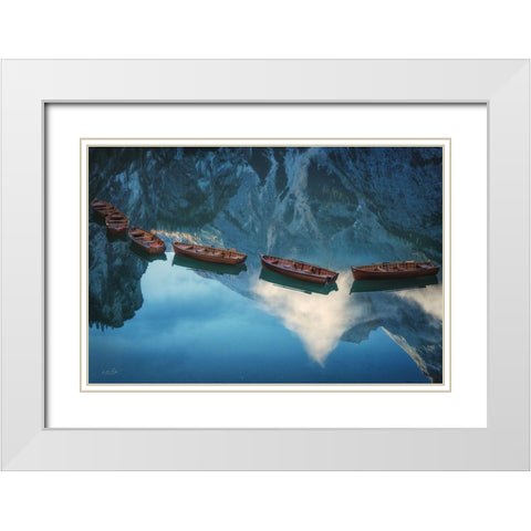 Boats of Braies II White Modern Wood Framed Art Print with Double Matting by Podt, Martin