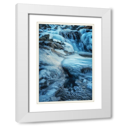 Winter Ice White Modern Wood Framed Art Print with Double Matting by Podt, Martin