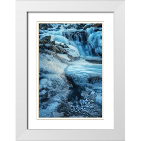Winter Ice White Modern Wood Framed Art Print with Double Matting by Podt, Martin