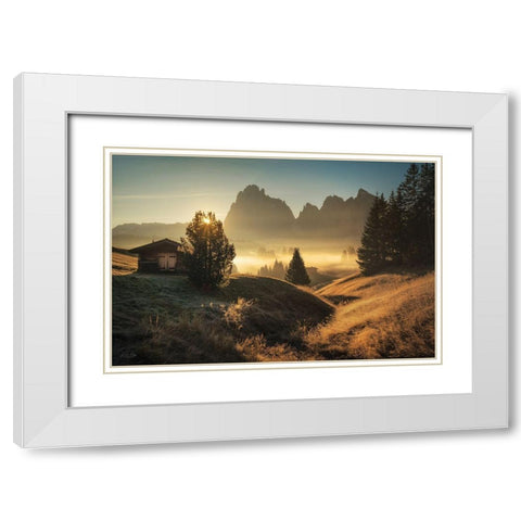 Morning in Italy Countryside  White Modern Wood Framed Art Print with Double Matting by Podt, Martin