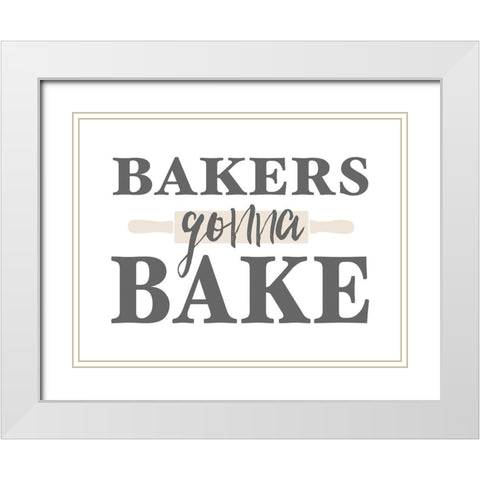 Bakers Gonna Bake White Modern Wood Framed Art Print with Double Matting by Masey St. Studios
