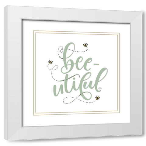 Sage Bee-utiful White Modern Wood Framed Art Print with Double Matting by MakeWells
