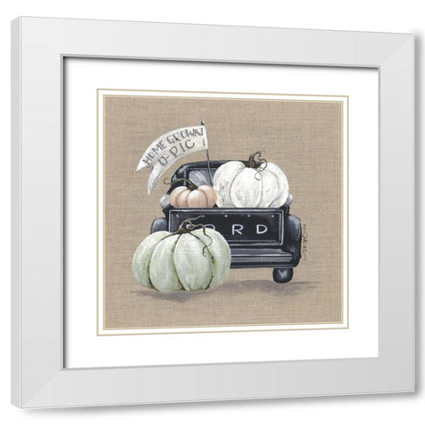 Pumpkin Truck White Modern Wood Framed Art Print with Double Matting by Norkus, Julie