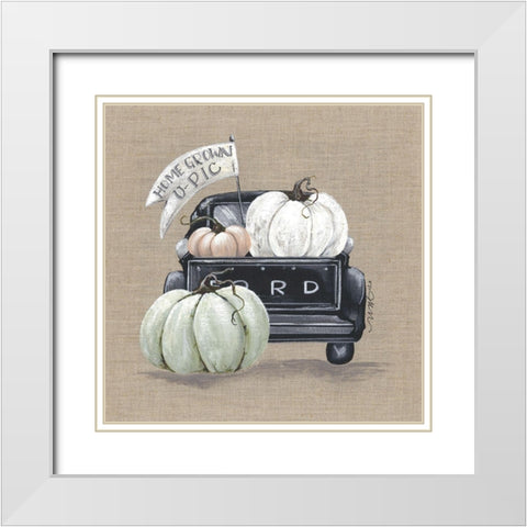Pumpkin Truck White Modern Wood Framed Art Print with Double Matting by Norkus, Julie
