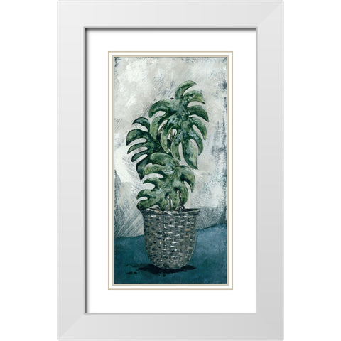 Boho Monstera White Modern Wood Framed Art Print with Double Matting by Norkus, Julie