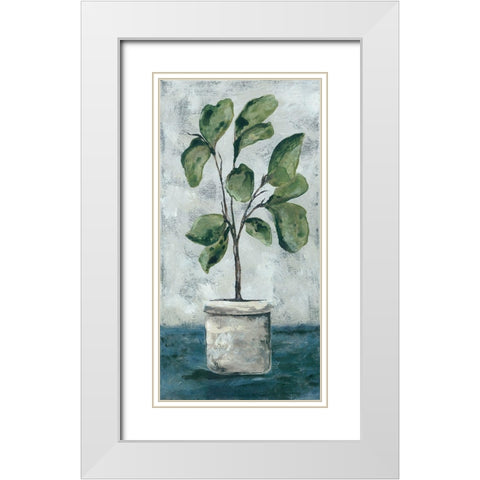 Fiddle Leaf Fig White Modern Wood Framed Art Print with Double Matting by Norkus, Julie