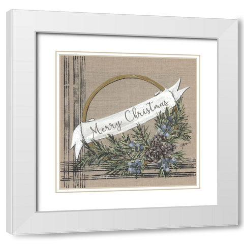 Merry Christmas White Modern Wood Framed Art Print with Double Matting by Norkus, Julie