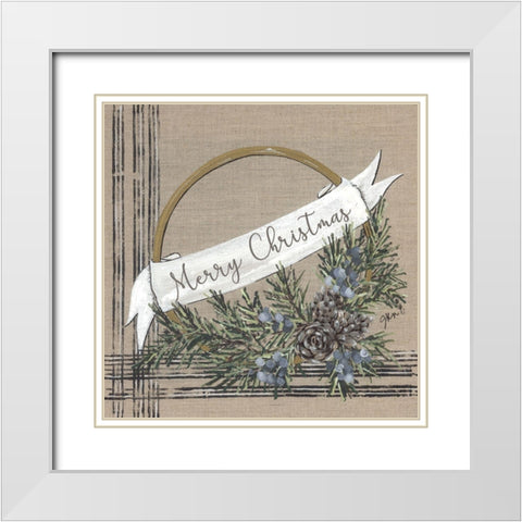 Merry Christmas White Modern Wood Framed Art Print with Double Matting by Norkus, Julie