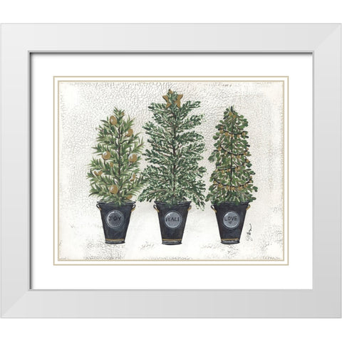 Joy-Peace and Love Tree Trio White Modern Wood Framed Art Print with Double Matting by Norkus, Julie