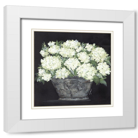Snowball Hydrangea Pail White Modern Wood Framed Art Print with Double Matting by Norkus, Julie