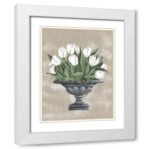 Tulip Urn White Modern Wood Framed Art Print with Double Matting by Norkus, Julie