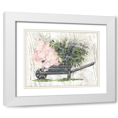 Flower Market Wheelbarrow White Modern Wood Framed Art Print with Double Matting by Norkus, Julie