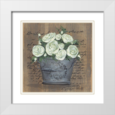 Heavenly Roses White Modern Wood Framed Art Print with Double Matting by Norkus, Julie