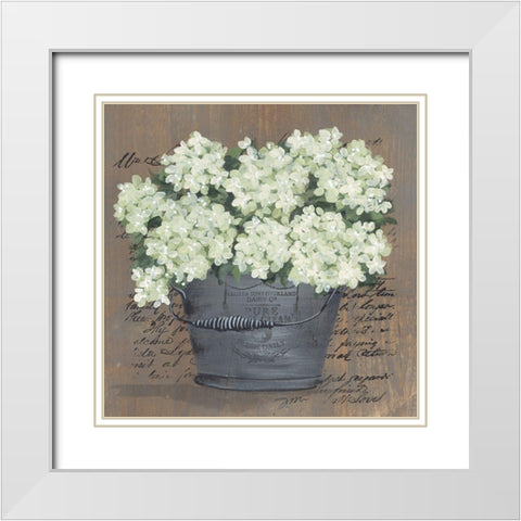 Heavenly Hydrangeas II White Modern Wood Framed Art Print with Double Matting by Norkus, Julie