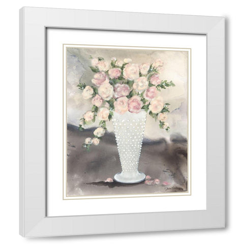 Hobnail Roses White Modern Wood Framed Art Print with Double Matting by Norkus, Julie