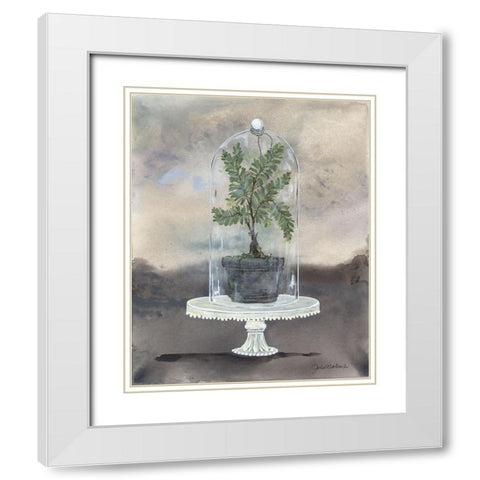 Cloche Fern White Modern Wood Framed Art Print with Double Matting by Norkus, Julie
