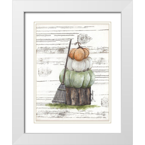 Raking Leaves White Modern Wood Framed Art Print with Double Matting by Norkus, Julie
