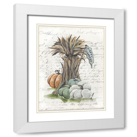Happy Harvest Corn Stalk White Modern Wood Framed Art Print with Double Matting by Norkus, Julie