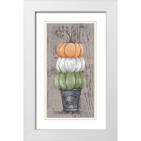 Triple Pumpkin in Stamped Pot White Modern Wood Framed Art Print with Double Matting by Norkus, Julie