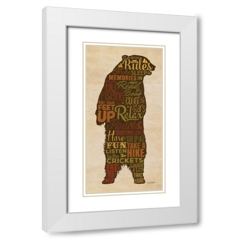 Cabin Rules White Modern Wood Framed Art Print with Double Matting by Rader, Lauren