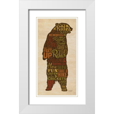 Cabin Rules White Modern Wood Framed Art Print with Double Matting by Rader, Lauren