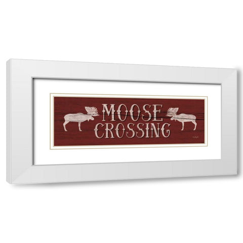 Moose Crossing White Modern Wood Framed Art Print with Double Matting by Rader, Lauren