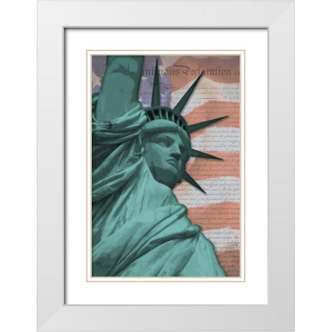 Lady Liberty White Modern Wood Framed Art Print with Double Matting by Rader, Lauren