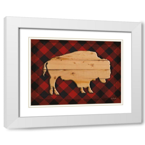 Wood and Plaid Buffalo White Modern Wood Framed Art Print with Double Matting by Rader, Lauren