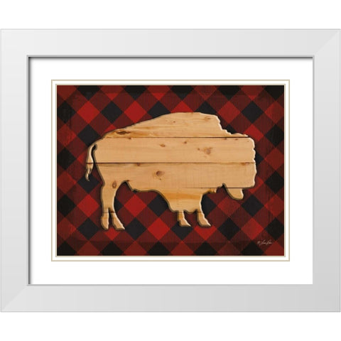 Wood and Plaid Buffalo White Modern Wood Framed Art Print with Double Matting by Rader, Lauren