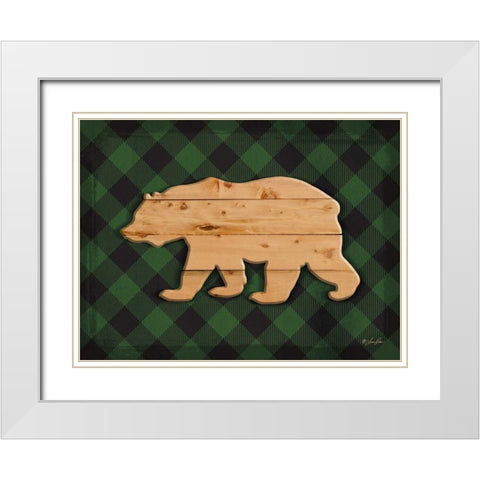Wood and Plaid Bear White Modern Wood Framed Art Print with Double Matting by Rader, Lauren