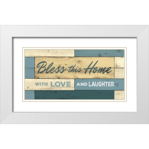 Bless This Home White Modern Wood Framed Art Print with Double Matting by Rader, Lauren