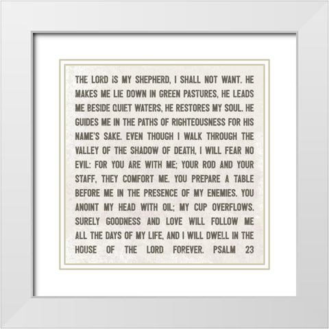 The Lord is My Shepherd White Modern Wood Framed Art Print with Double Matting by Rader, Lauren