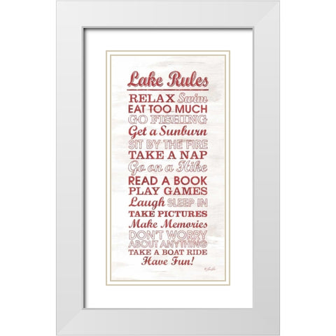 Lake Rules White Modern Wood Framed Art Print with Double Matting by Rader, Lauren