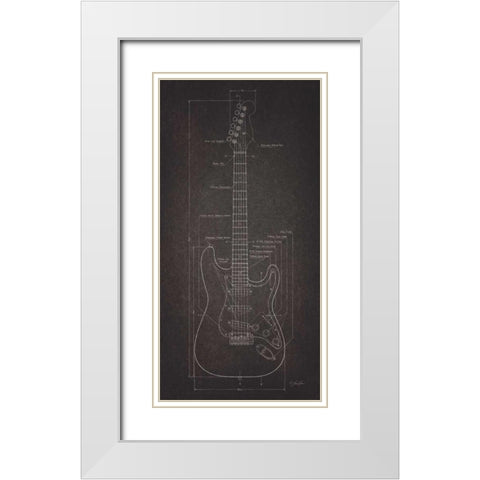 Electric Guitar Blueprint White Modern Wood Framed Art Print with Double Matting by Rader, Lauren