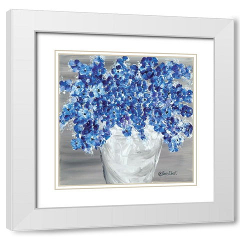Blooming Blues White Modern Wood Framed Art Print with Double Matting by Ebert, Roey
