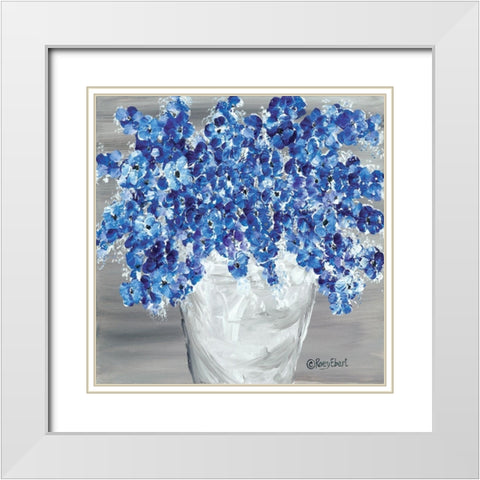 Blooming Blues White Modern Wood Framed Art Print with Double Matting by Ebert, Roey
