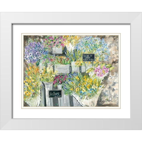 The French Flower Market White Modern Wood Framed Art Print with Double Matting by Ebert, Roey