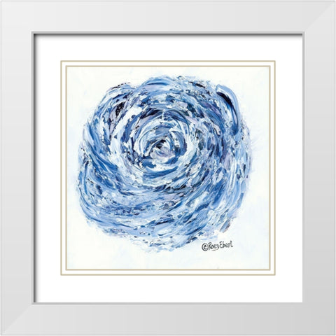 Blue Rose White Modern Wood Framed Art Print with Double Matting by Ebert, Roey