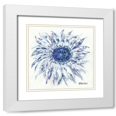 Blue Sunflower White Modern Wood Framed Art Print with Double Matting by Ebert, Roey