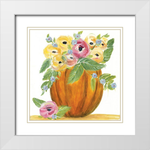 Pumpkin Full of Roses White Modern Wood Framed Art Print with Double Matting by Ebert, Roey