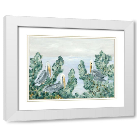 The Pelican Perch White Modern Wood Framed Art Print with Double Matting by Ebert, Roey