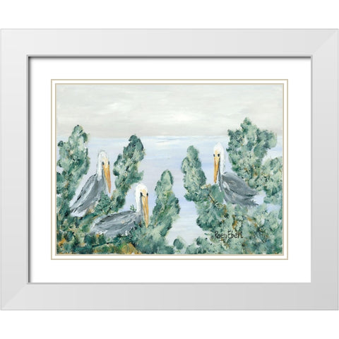 The Pelican Perch White Modern Wood Framed Art Print with Double Matting by Ebert, Roey