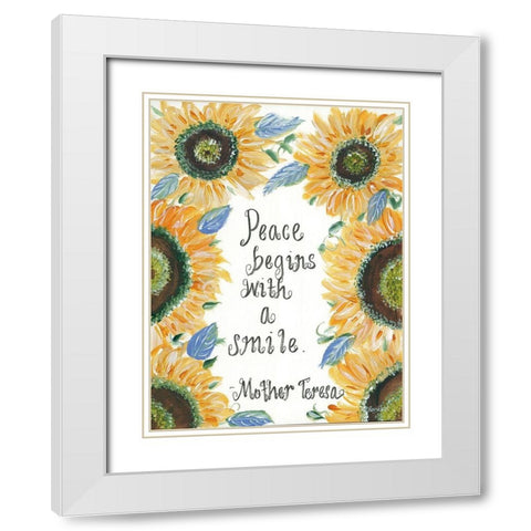 Peace Mother Teresa White Modern Wood Framed Art Print with Double Matting by Ebert, Roey