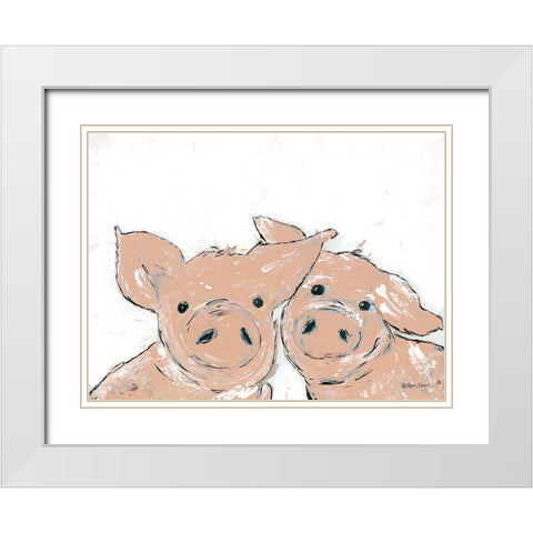 Pigs White Modern Wood Framed Art Print with Double Matting by Ebert, Roey