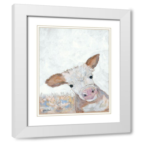 Moo White Modern Wood Framed Art Print with Double Matting by Ebert, Roey
