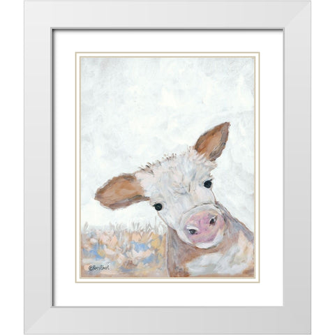 Moo White Modern Wood Framed Art Print with Double Matting by Ebert, Roey