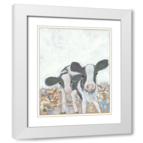 Calf Siblings White Modern Wood Framed Art Print with Double Matting by Ebert, Roey
