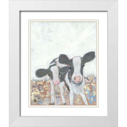Calf Siblings White Modern Wood Framed Art Print with Double Matting by Ebert, Roey
